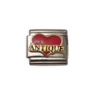 Italian Charmlink for Italian Charm Bracelet Heart Love‎ Antique Nomination